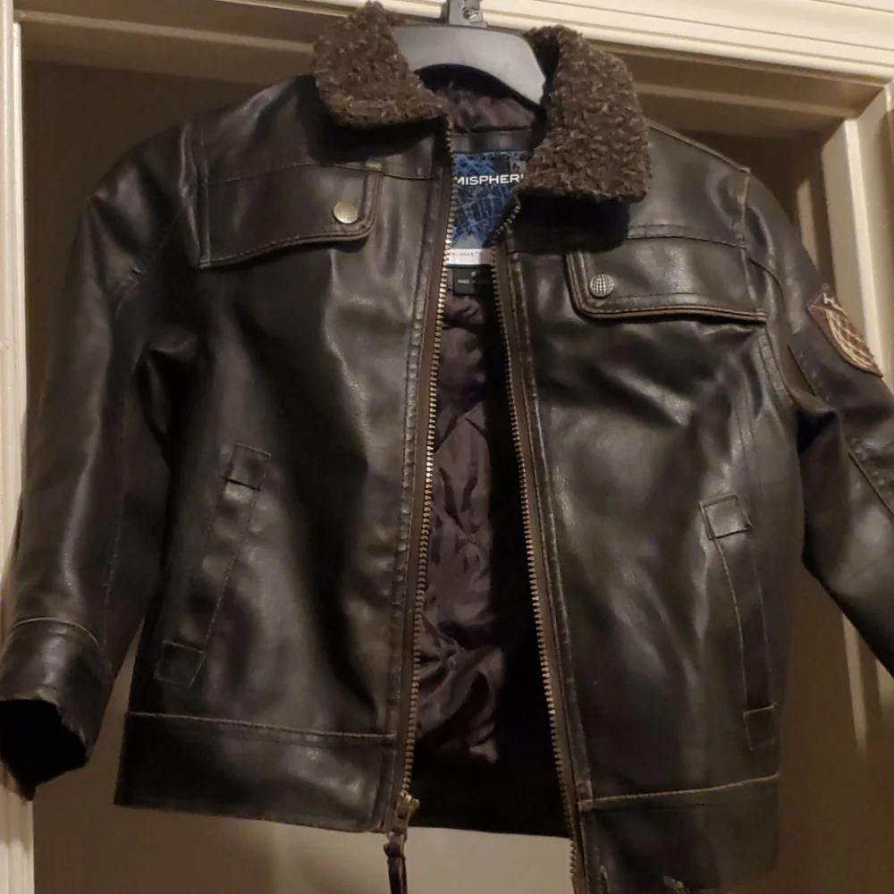 New Faux Leather Bomber Jacket - Picture 4 of 6